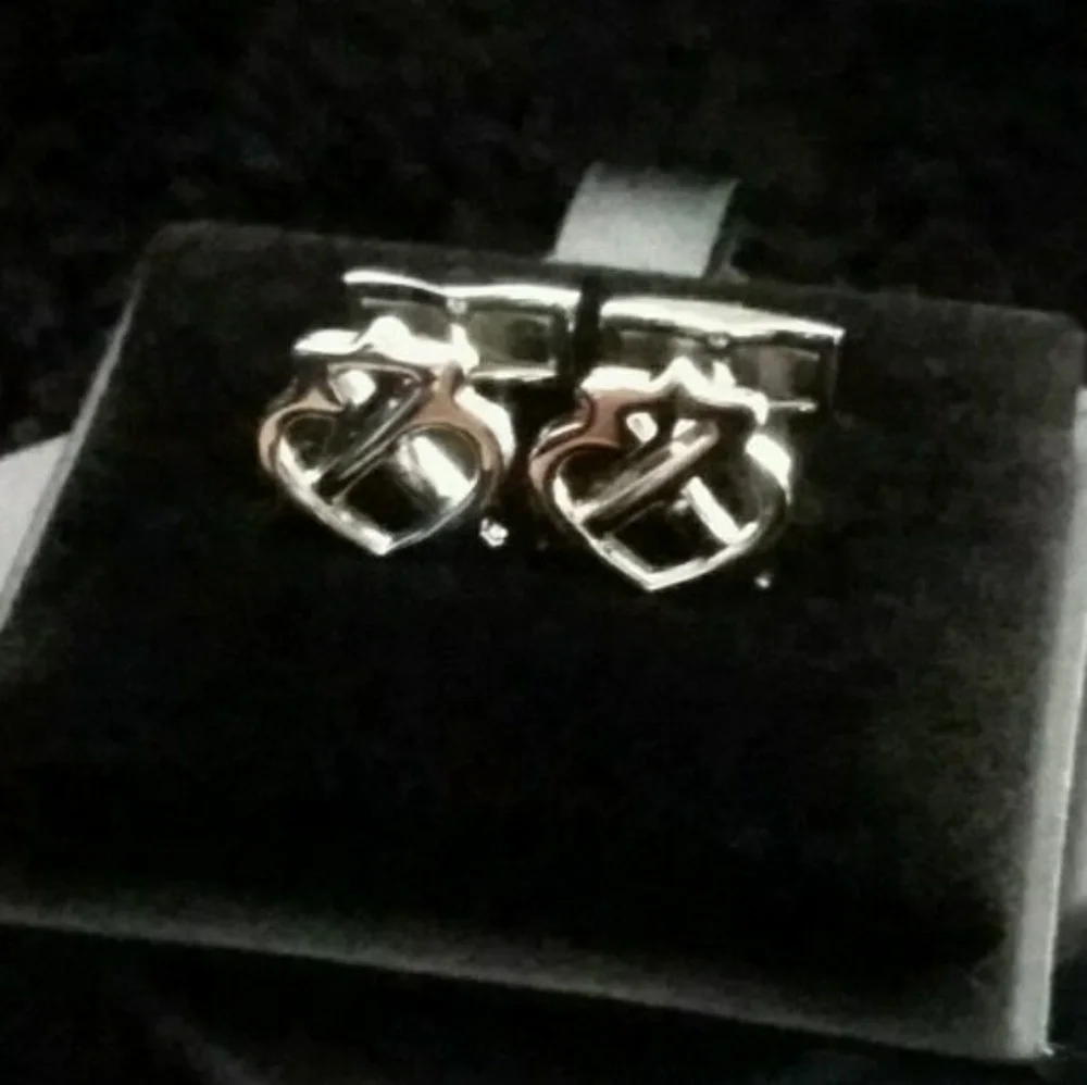 Silver Chivas Scotch Whisky logo men's Cuff Links